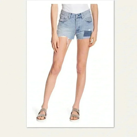 Levi’s 501 Patchwork Distressed Shorts - Picture 1 of 5